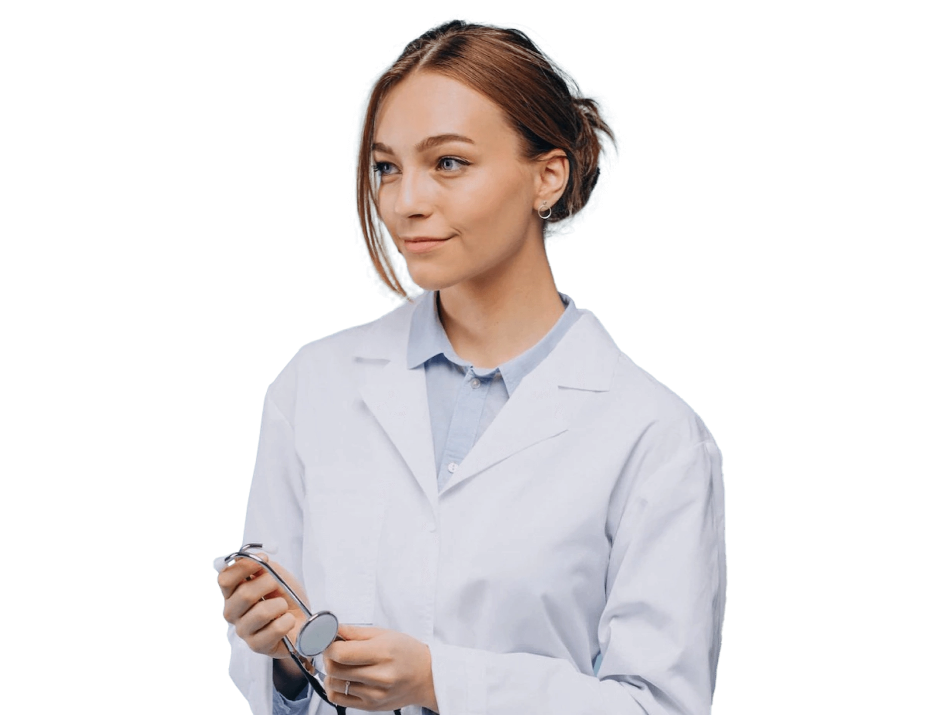 девушка врач со стетоскопом в руках